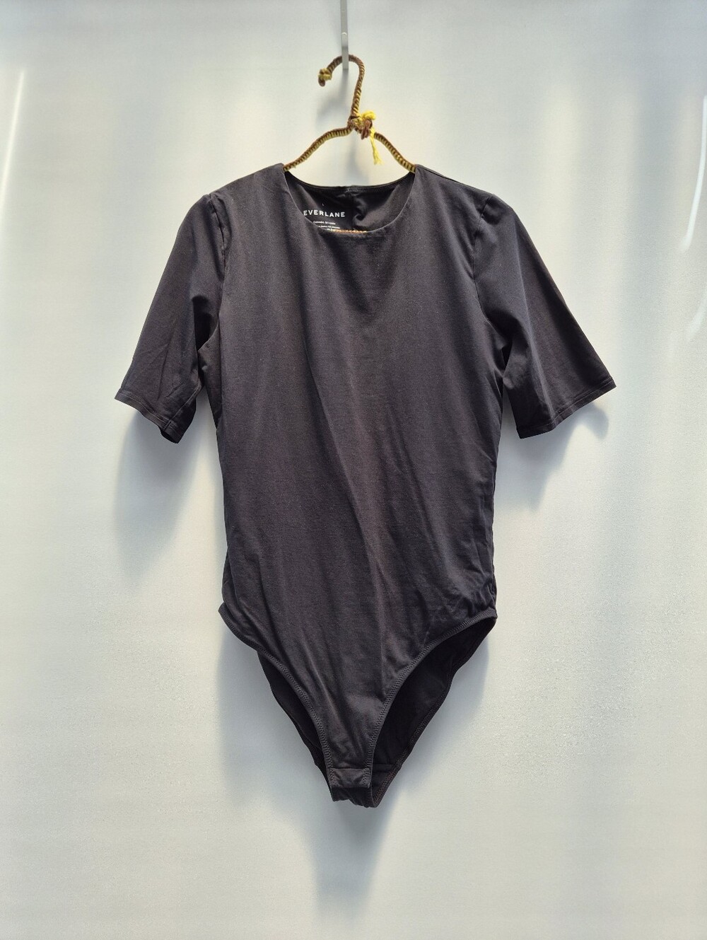 Everlane Supima Cotton Short Sleeve Bodysuit Black Large Clean Girl Minimalist - Picture 8 of 16